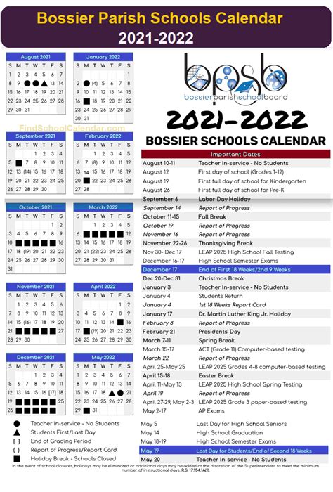 Bossier Parish Calendar